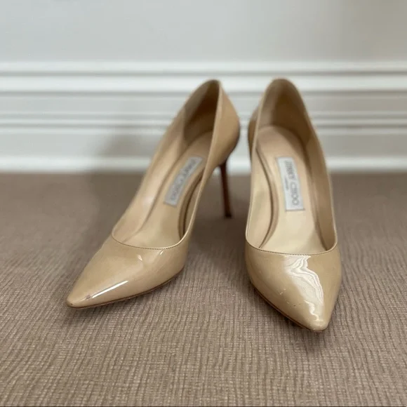 JIMMY CHOO Romy Patent Leather Point Toe Pumps size 38